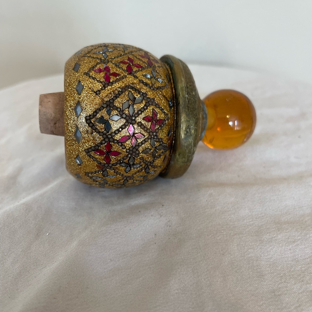 Glass Brass Inlay Cork Vintage Jewels Rare Colors Wine Bottle Colored Rare Cap - Picture 2 of 6